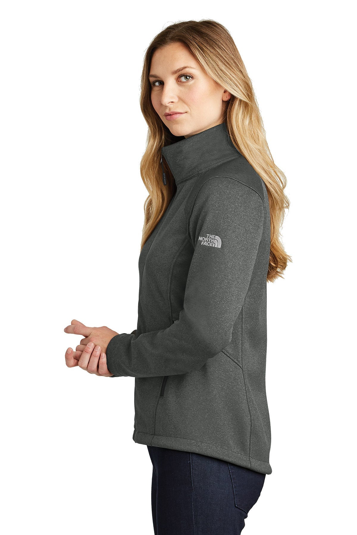 Custom North Face Ladies Ridgeline Soft Shell Vest Grey Heather