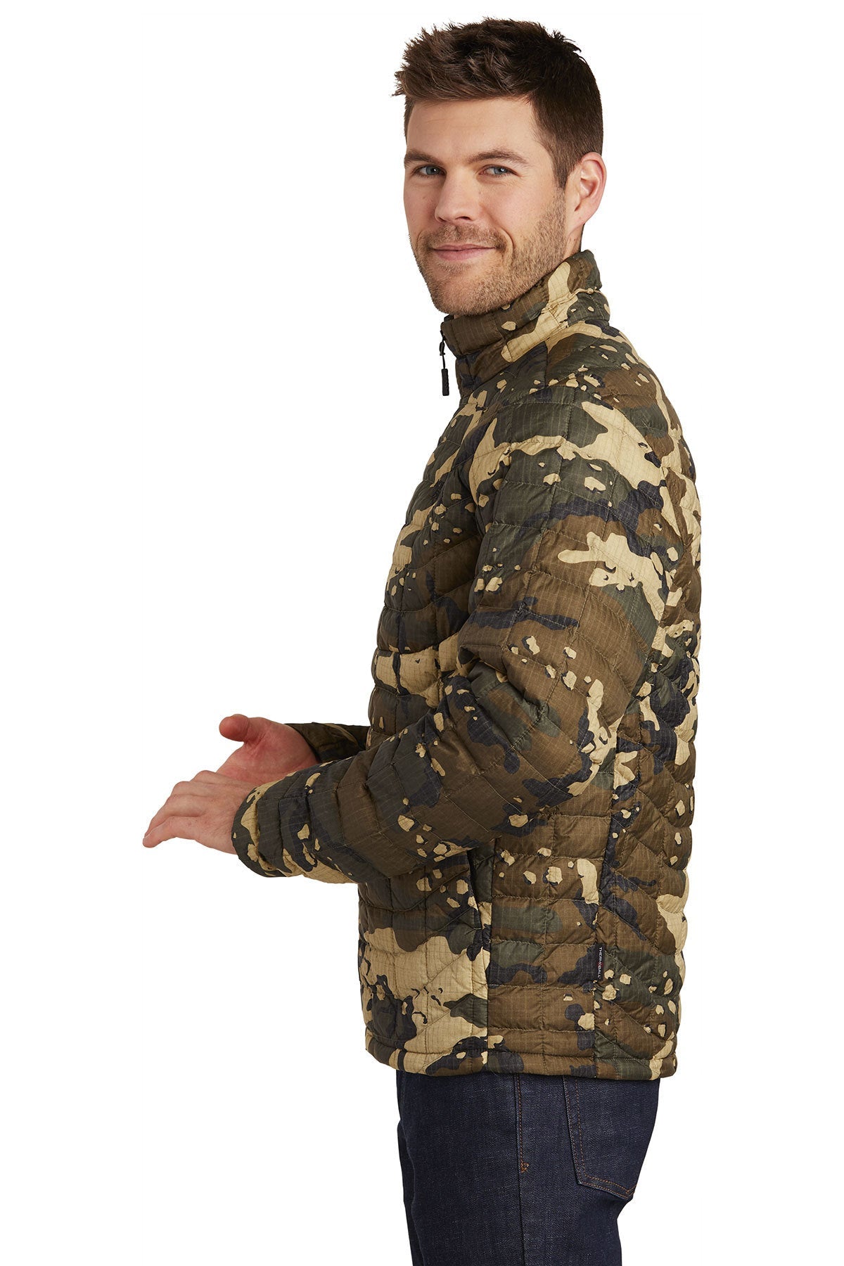 The North Face ThermoBall Trekker Jacket Burnt Olive Woodchip Camo Print