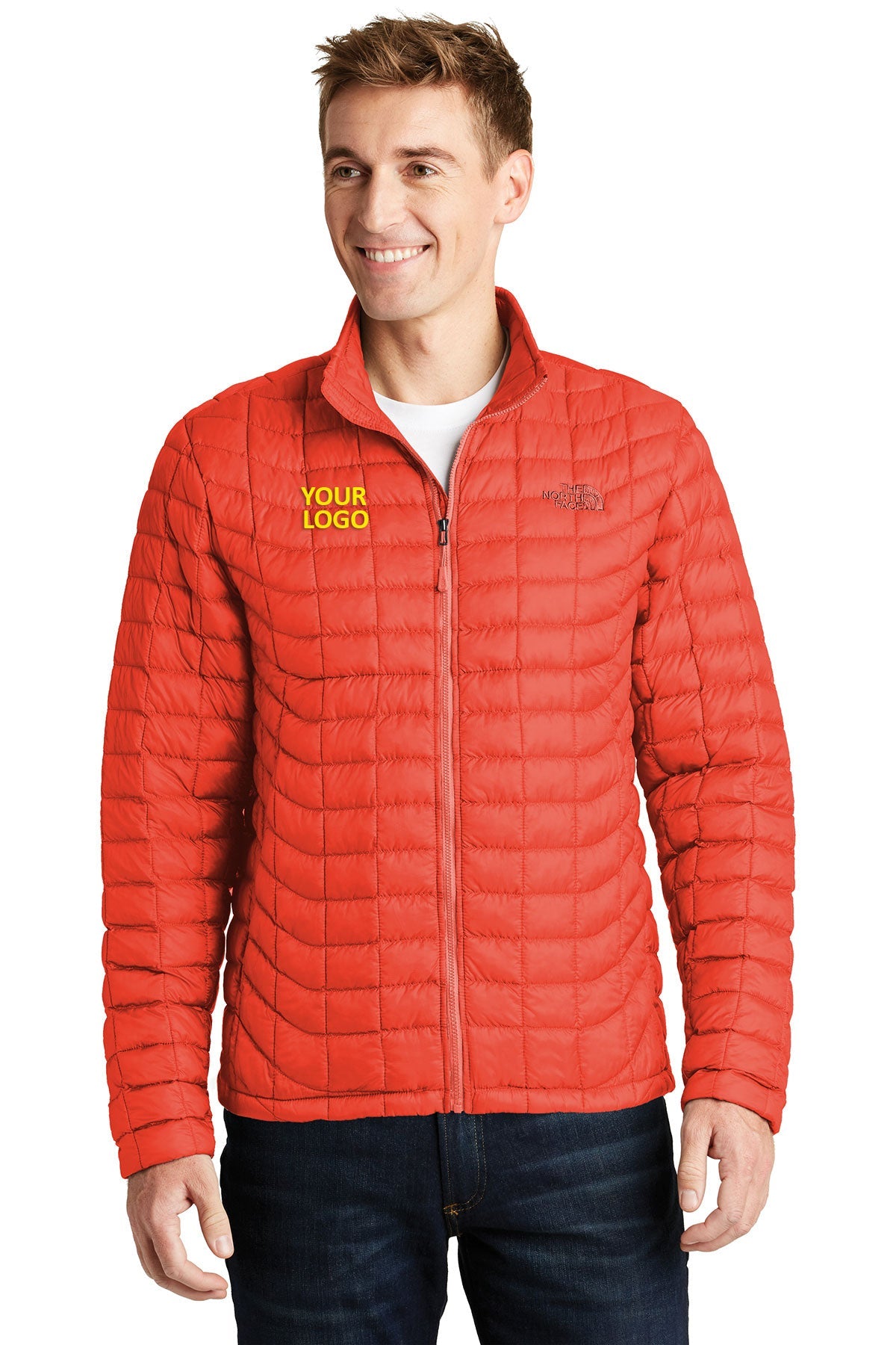 The North Face Fire Brick Red NF0A3LH2 jackets with company logo