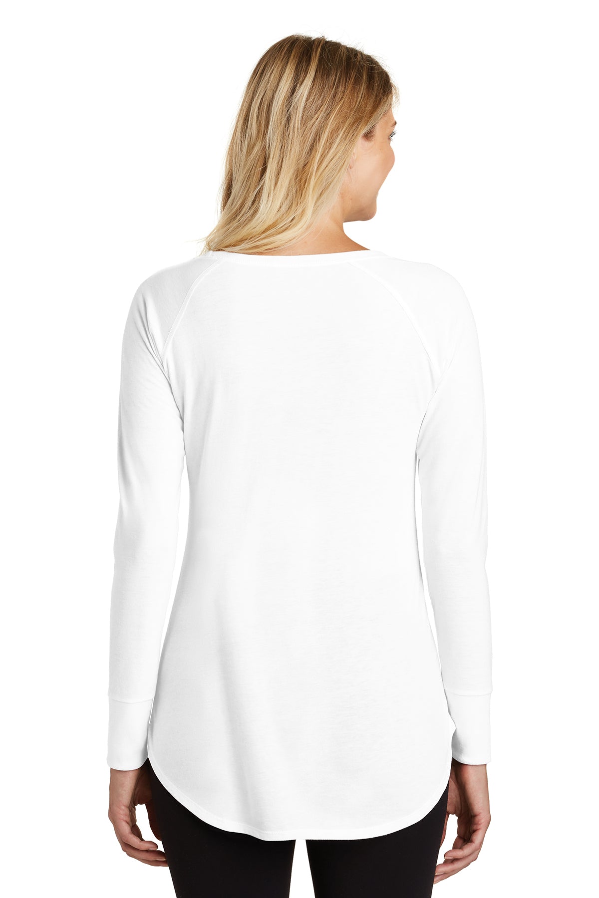 District Made Ladies Perfect Tri Long Sleeves, White