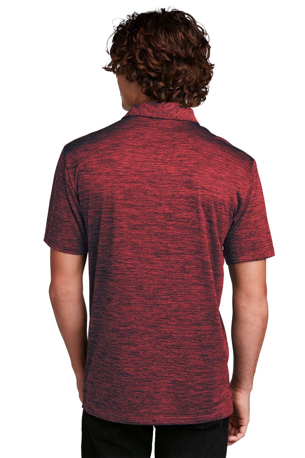 Sport-Tek PosiCharge Branded Electric Heather Polos, Deep Red- Black Electric