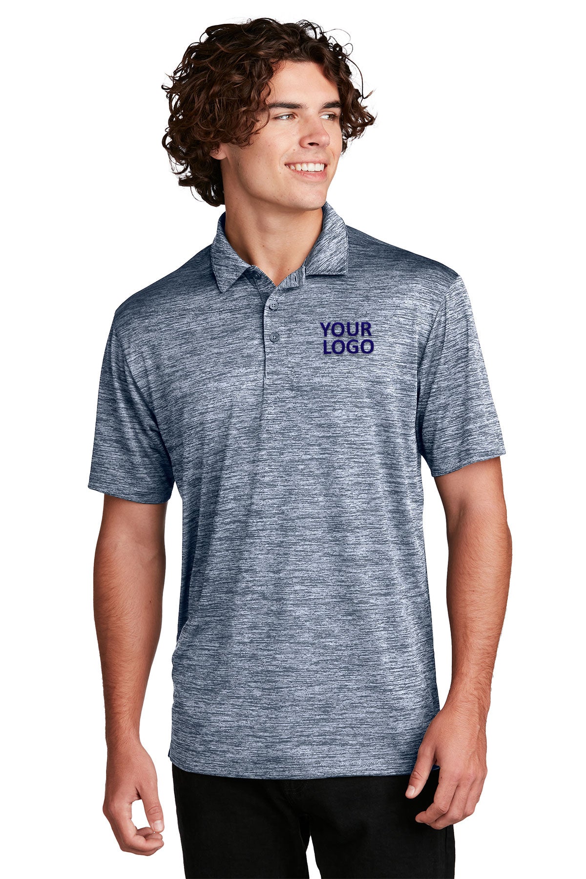 Sport-Tek True Navy Electric ST590 custom polo shirts with logo