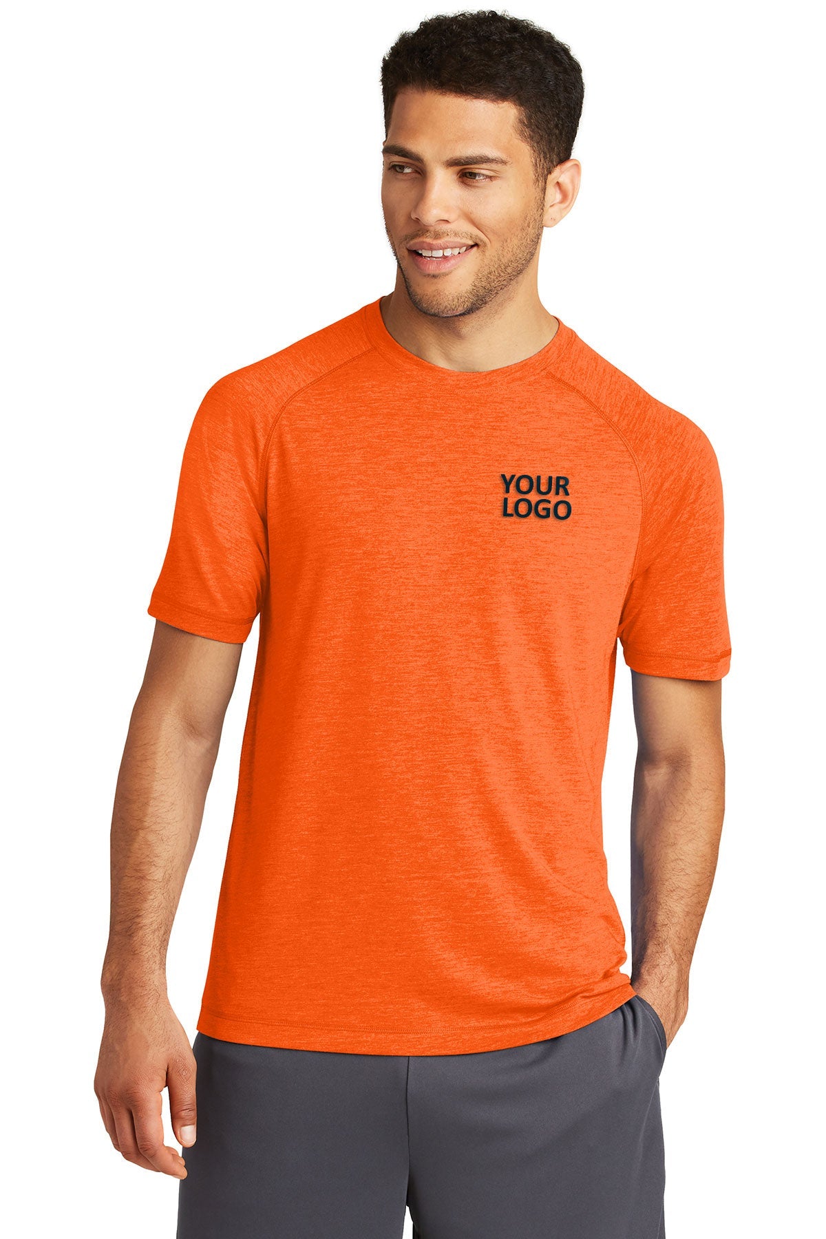 Sport-Tek PosiCharge Tri Blend Custom Wicking Raglan Tee's, Deep Orange Heather