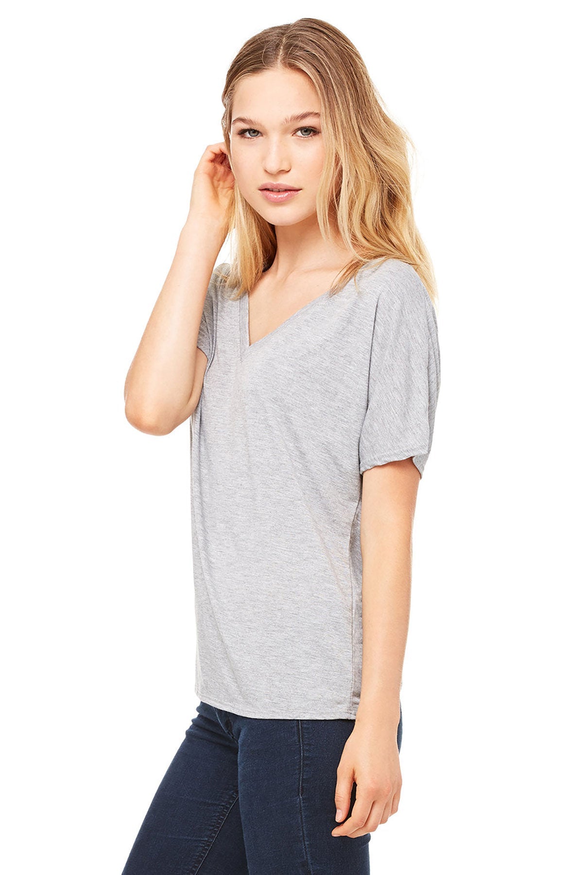 Bella Canvas Ladies Slouchy V-Neck T-Shirt, Athletic Heather