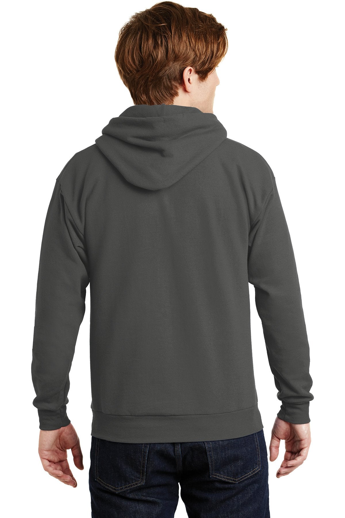 Custom Hanes EcoSmart Pullover Hooded Sweatshirt Smoke Grey