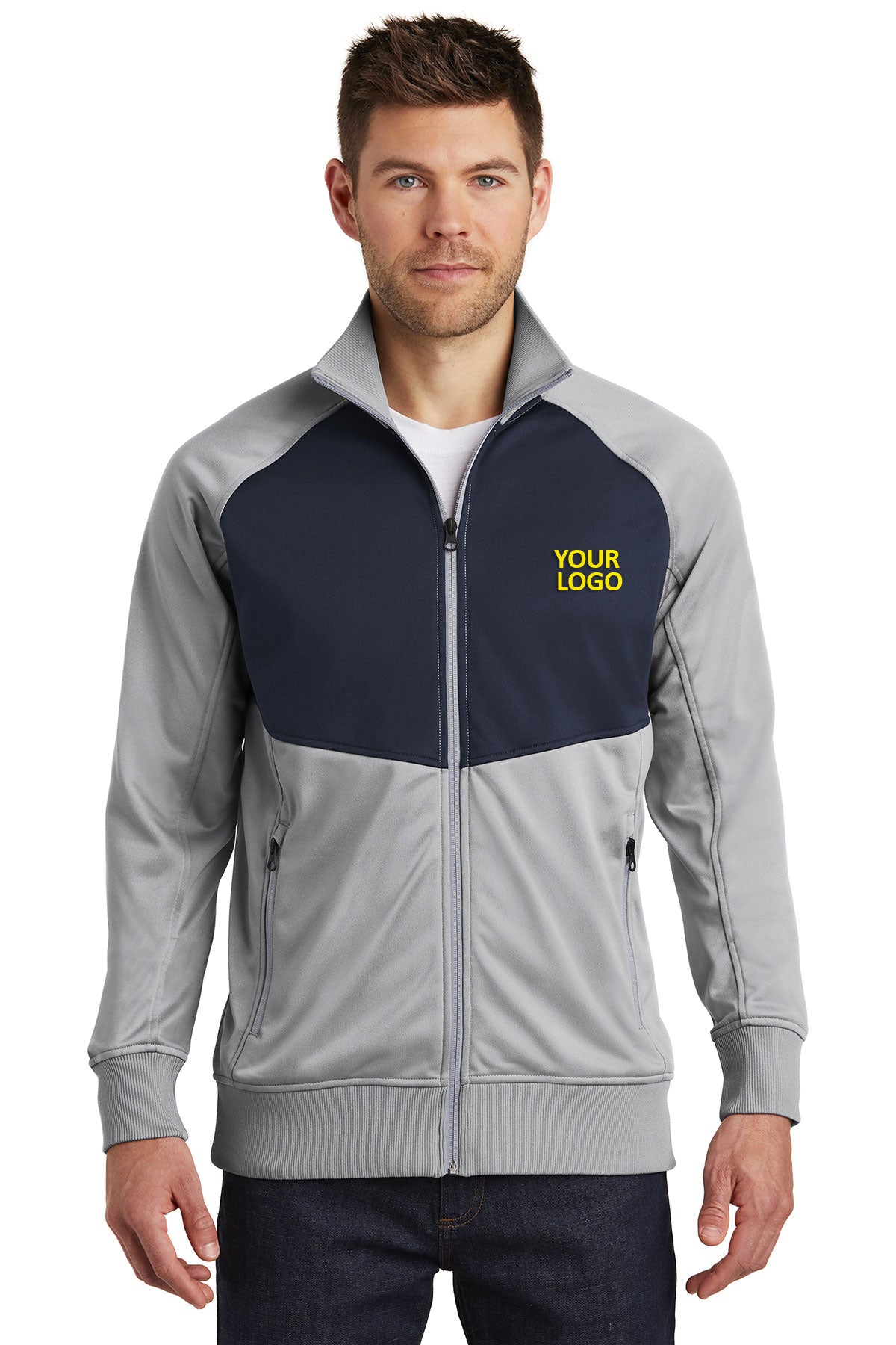 The North Face Mid Grey/ Urban Navy NF0A3SEW company logo jackets