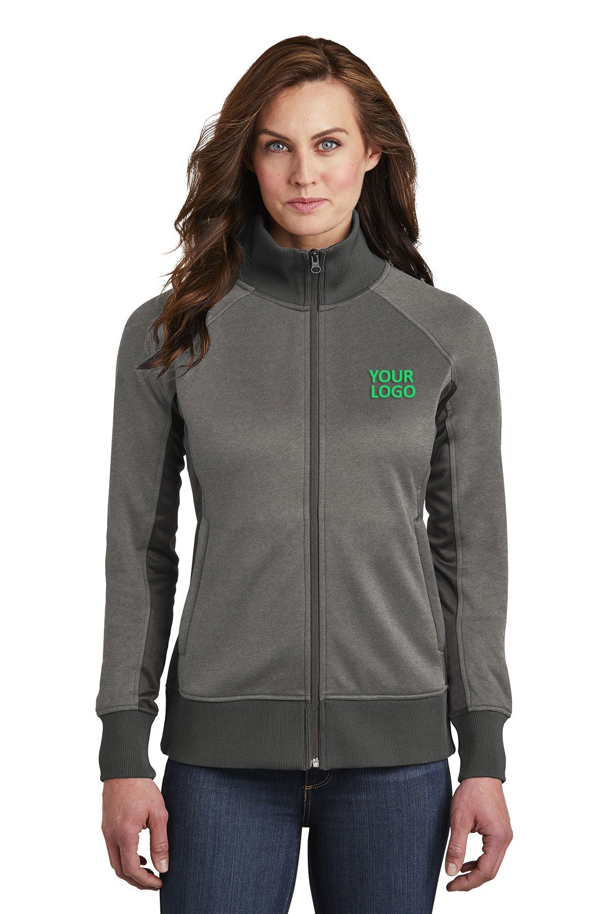 The North Face TNF Medium Grey Heather/ Asphalt NF0A3SEV jackets with company logo
