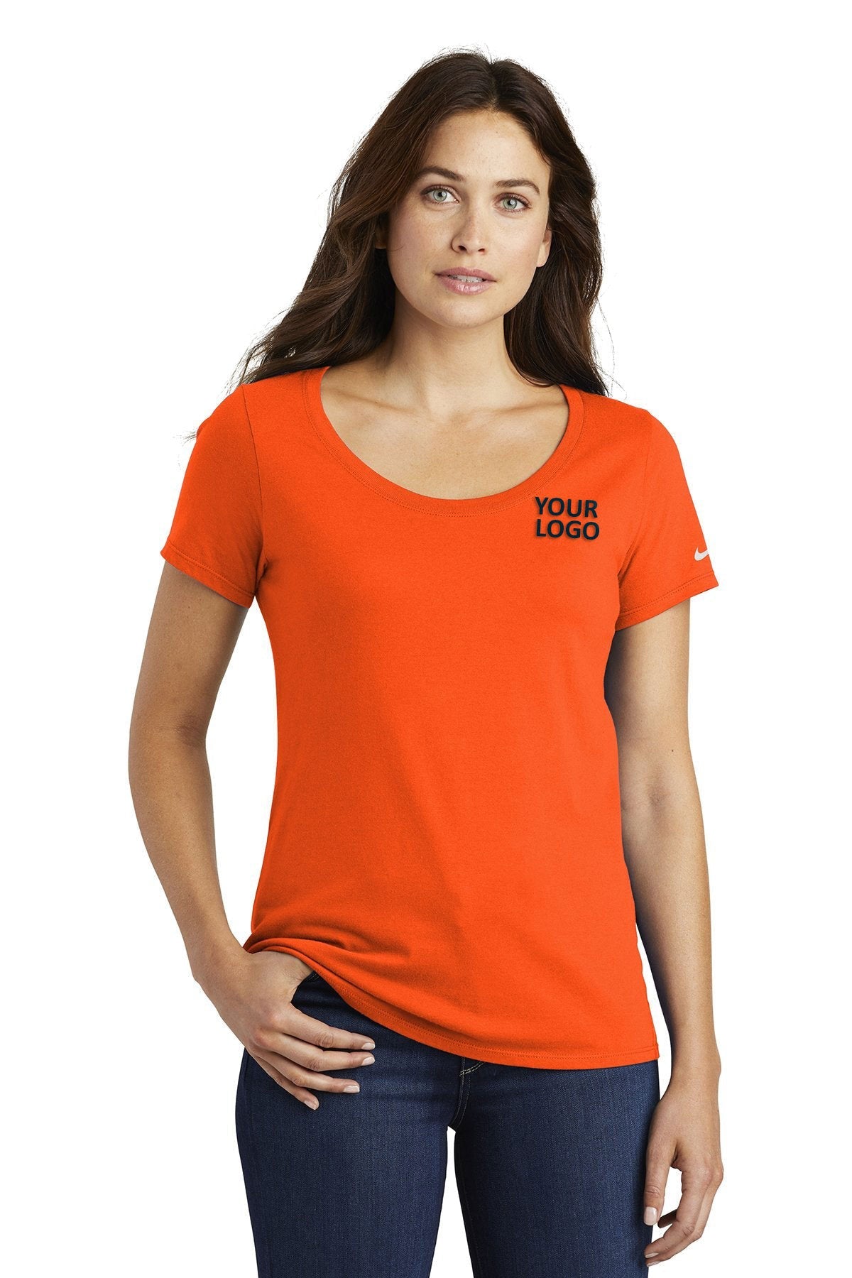 nike ladies core cotton scoop neck tee nkbq5236 brilliant orange