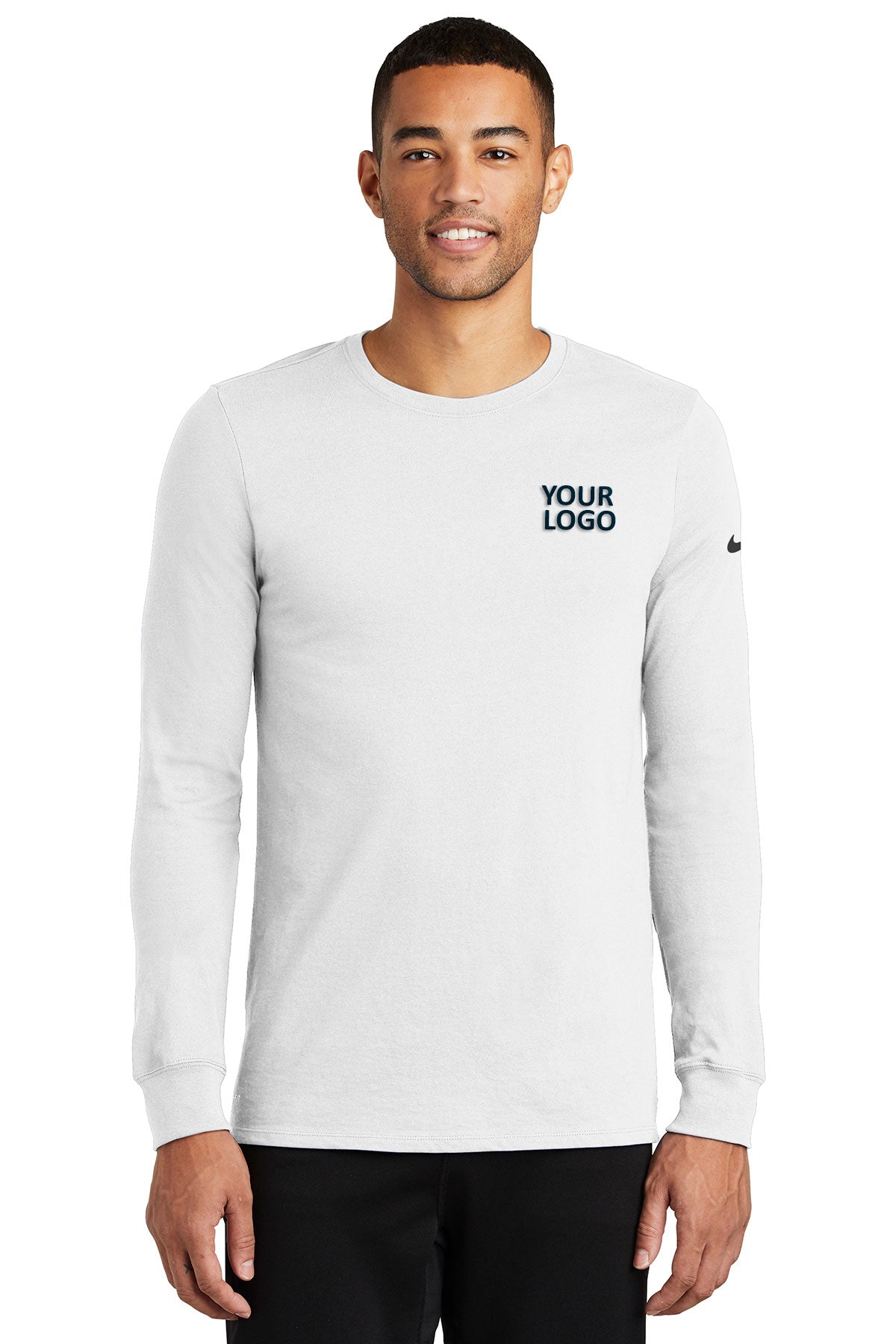 Nike Dri-FIT Long Sleeve Tee, White [Launch by Lead Apparel]
