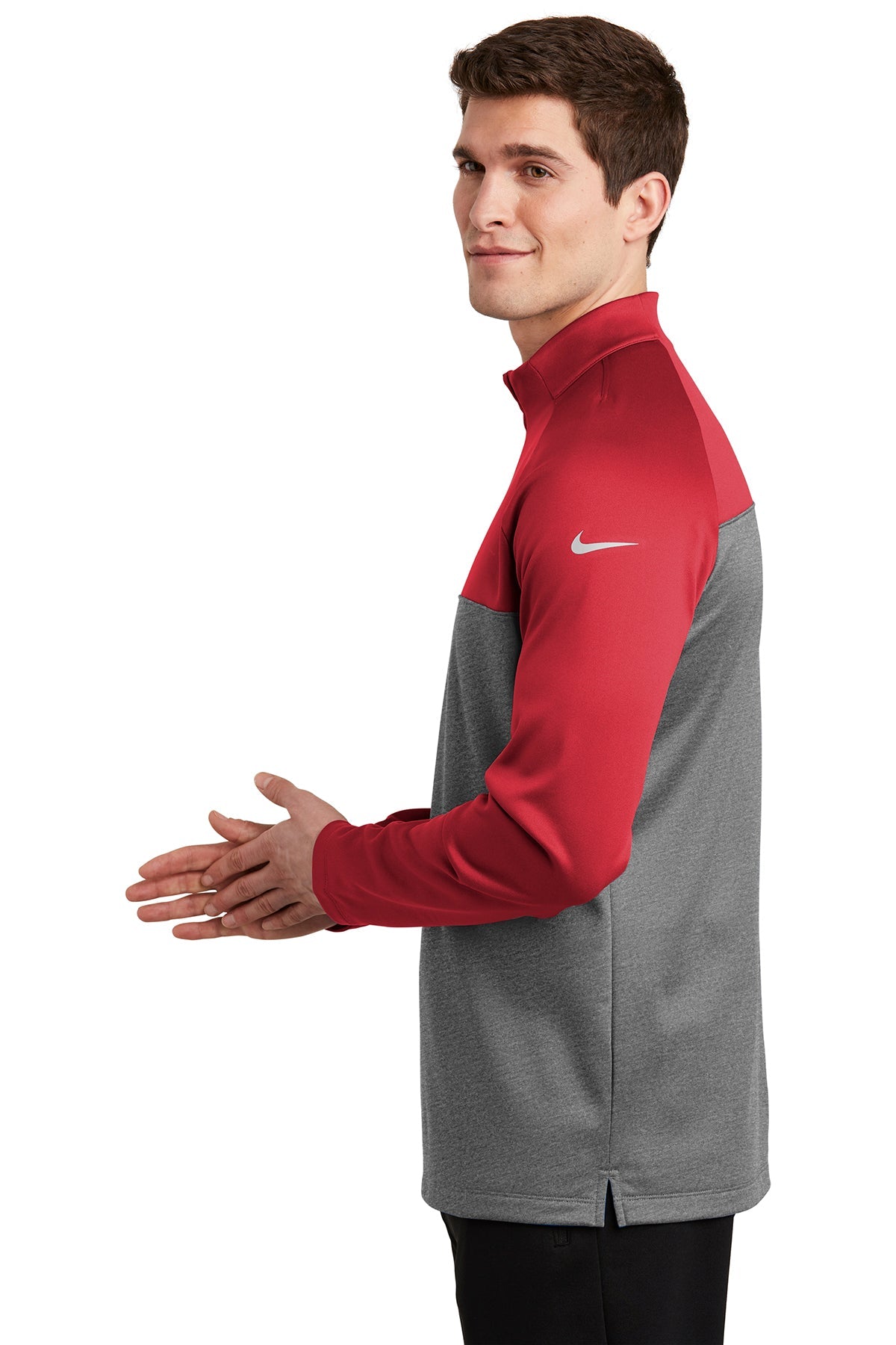 Nike ThermaFIT Custom Fleece Quarter Zips, Gym Red/ Dark Grey Heather