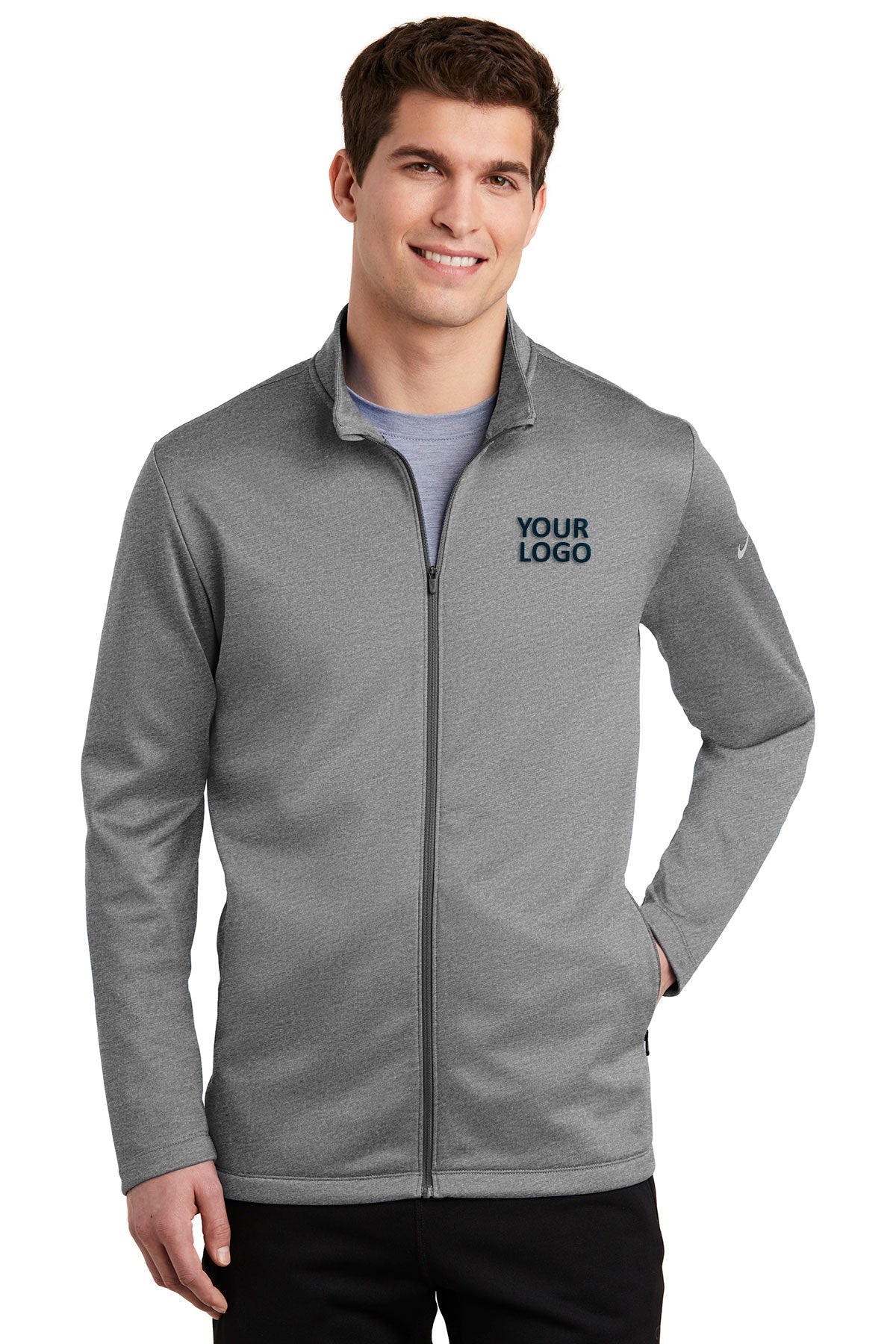 Nike Dark Grey Heather NKAH6418 embroidered jackets for business