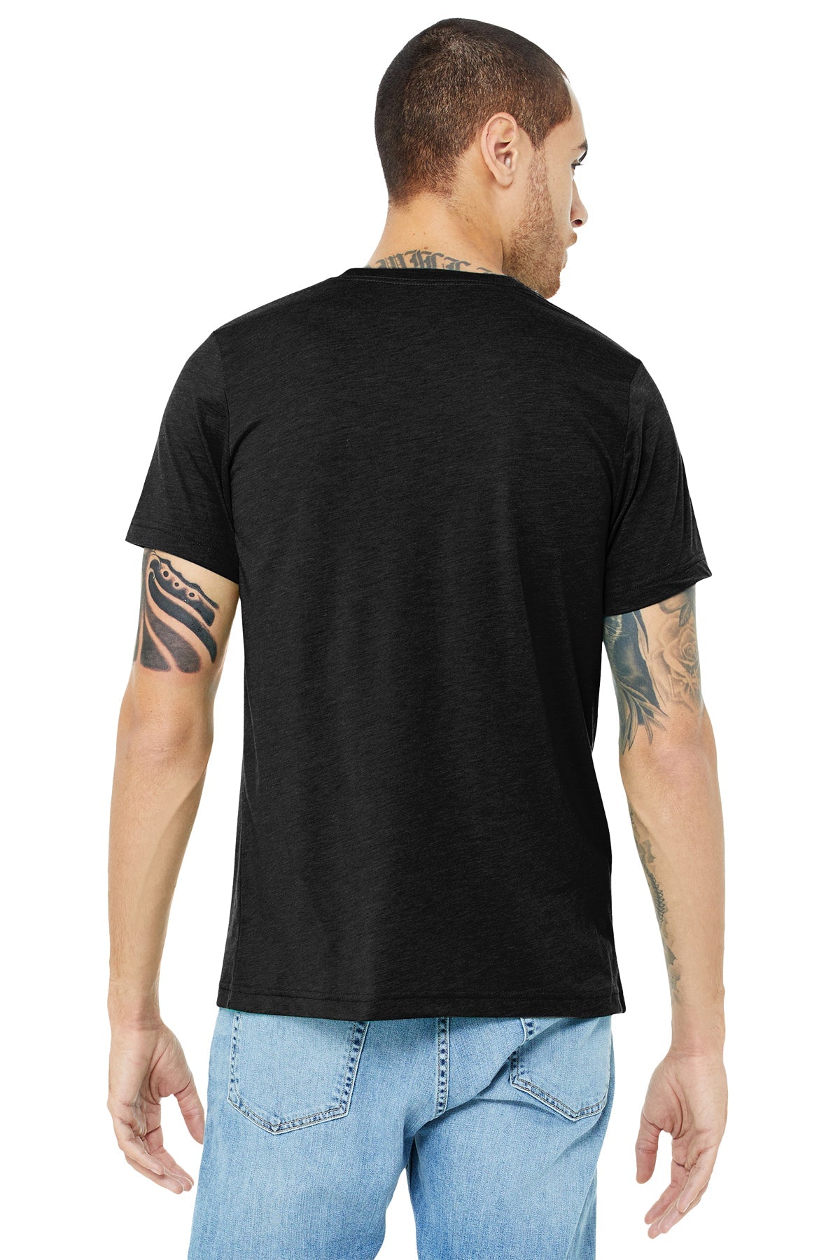 bella + canvas unisex triblend short sleeve t-shirt 3413c blk hthr triblnd