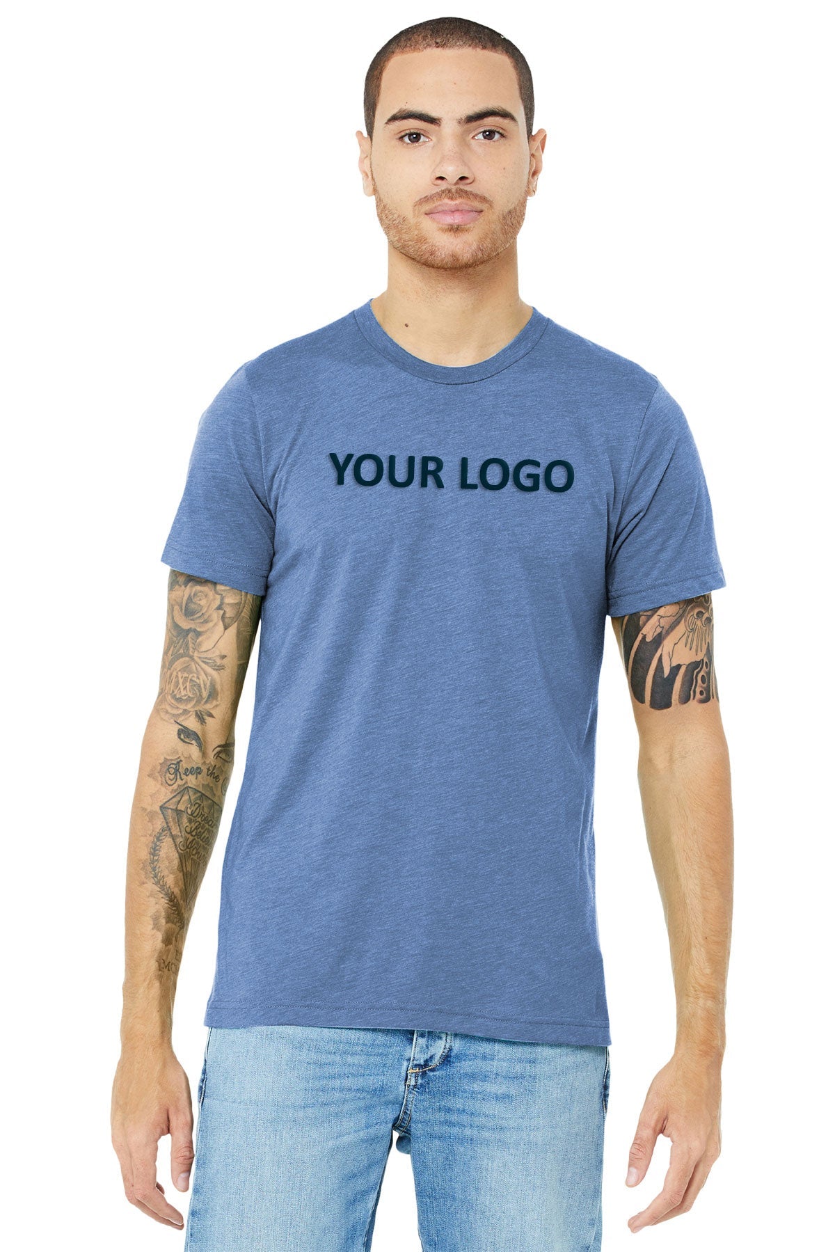 bella + canvas unisex triblend short sleeve t-shirt 3413c blue trblnd