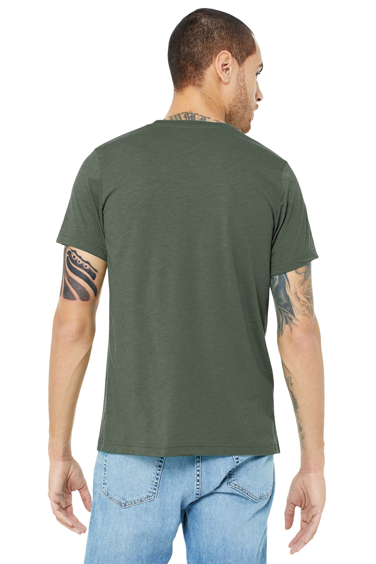 bella + canvas unisex triblend short sleeve t-shirt 3413c mltry grn trblnd