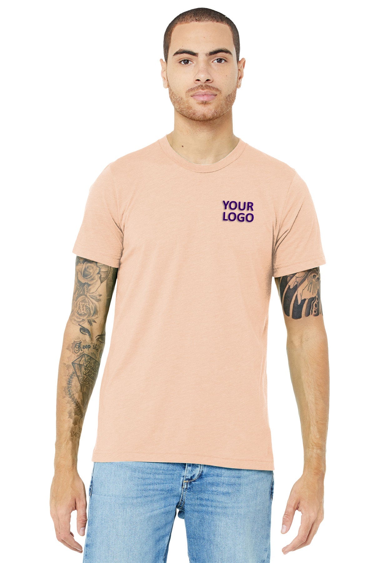 bella + canvas unisex triblend short sleeve t-shirt 3413c peach triblend