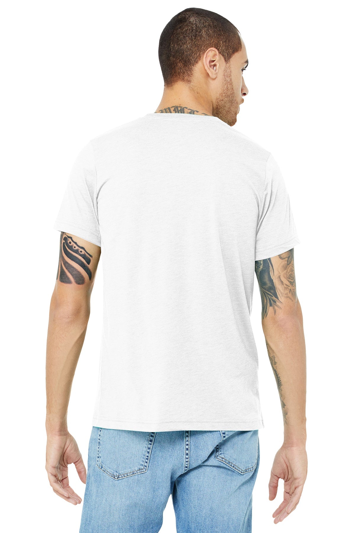 bella + canvas unisex triblend short sleeve t-shirt 3413c solid wht trblnd