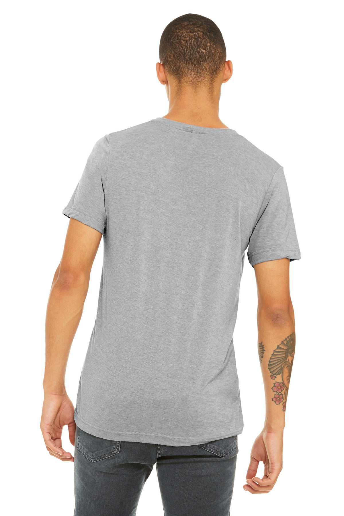 bella + canvas unisex triblend short sleeve v-neck t-shirt 3415c ath grey trbln