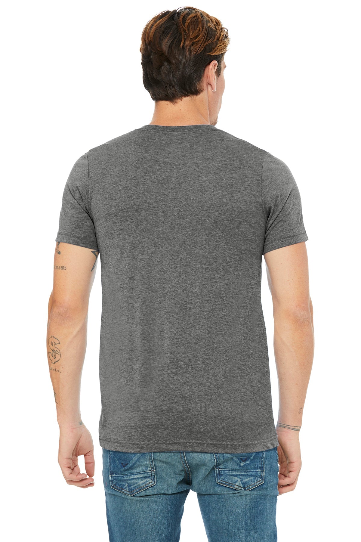 bella + canvas unisex triblend short sleeve v-neck t-shirt 3415c grey triblend