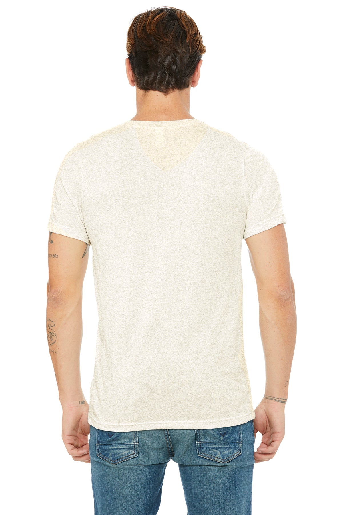 bella + canvas unisex triblend short sleeve v-neck t-shirt 3415c oatmeal triblend