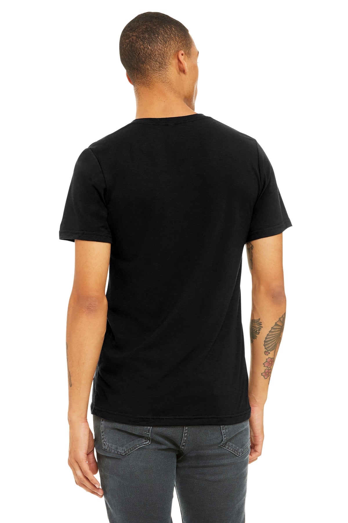 bella + canvas unisex triblend short sleeve v-neck t-shirt 3415c sld blk trblnd