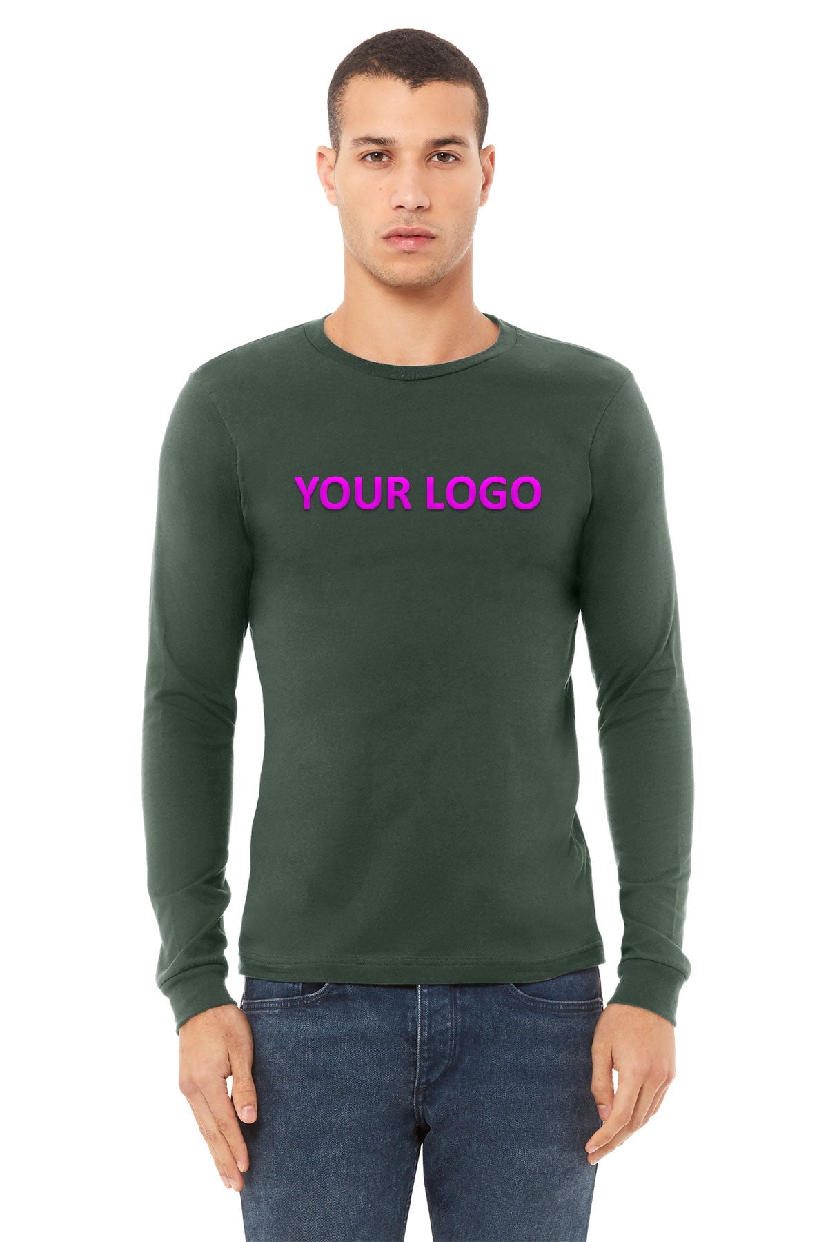 bella + canvas unisex jersey long sleeve t-shirt 3501 military green