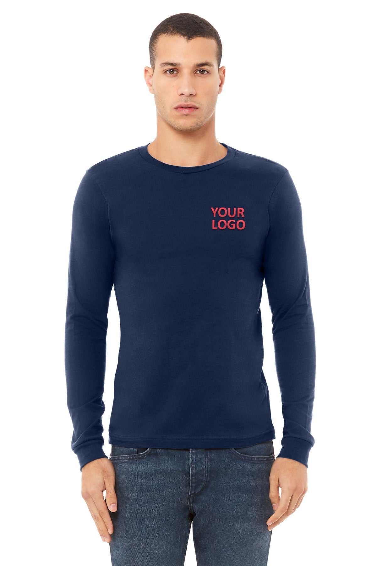 bella + canvas unisex jersey long sleeve t-shirt 3501 navy