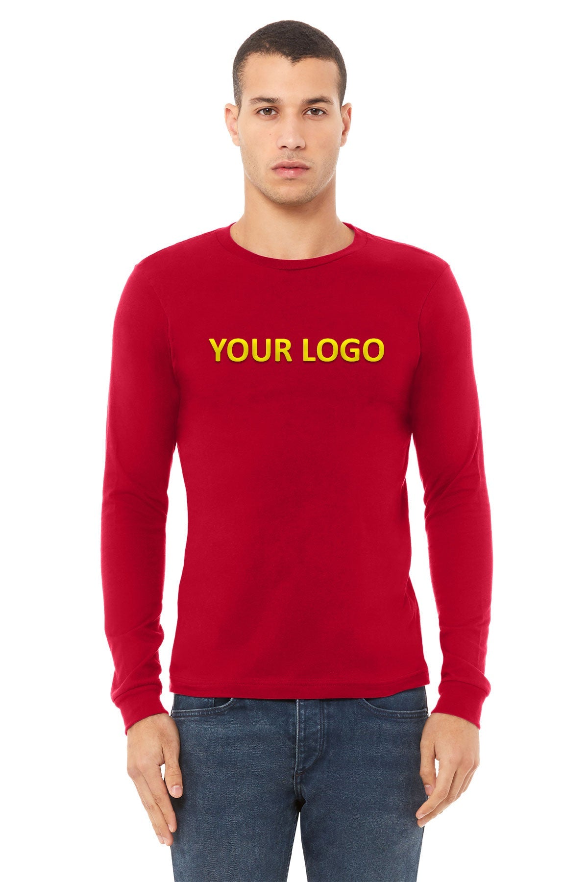 bella + canvas unisex jersey long sleeve t-shirt 3501 red