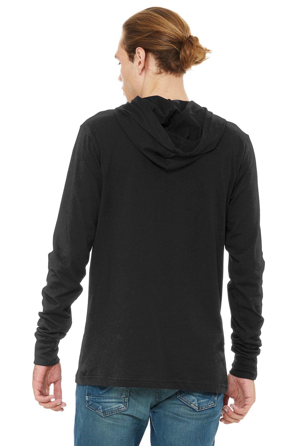bella + canvas unisex jersey long sleeve hoodie 3512 black