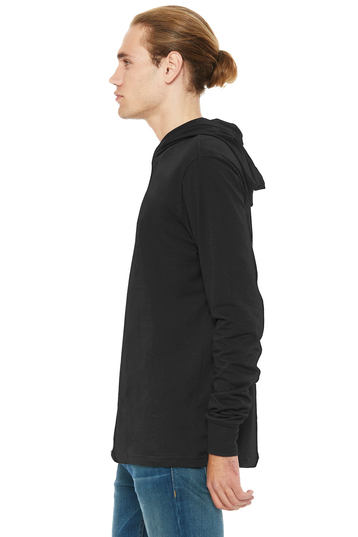 bella + canvas unisex jersey long sleeve hoodie 3512 black