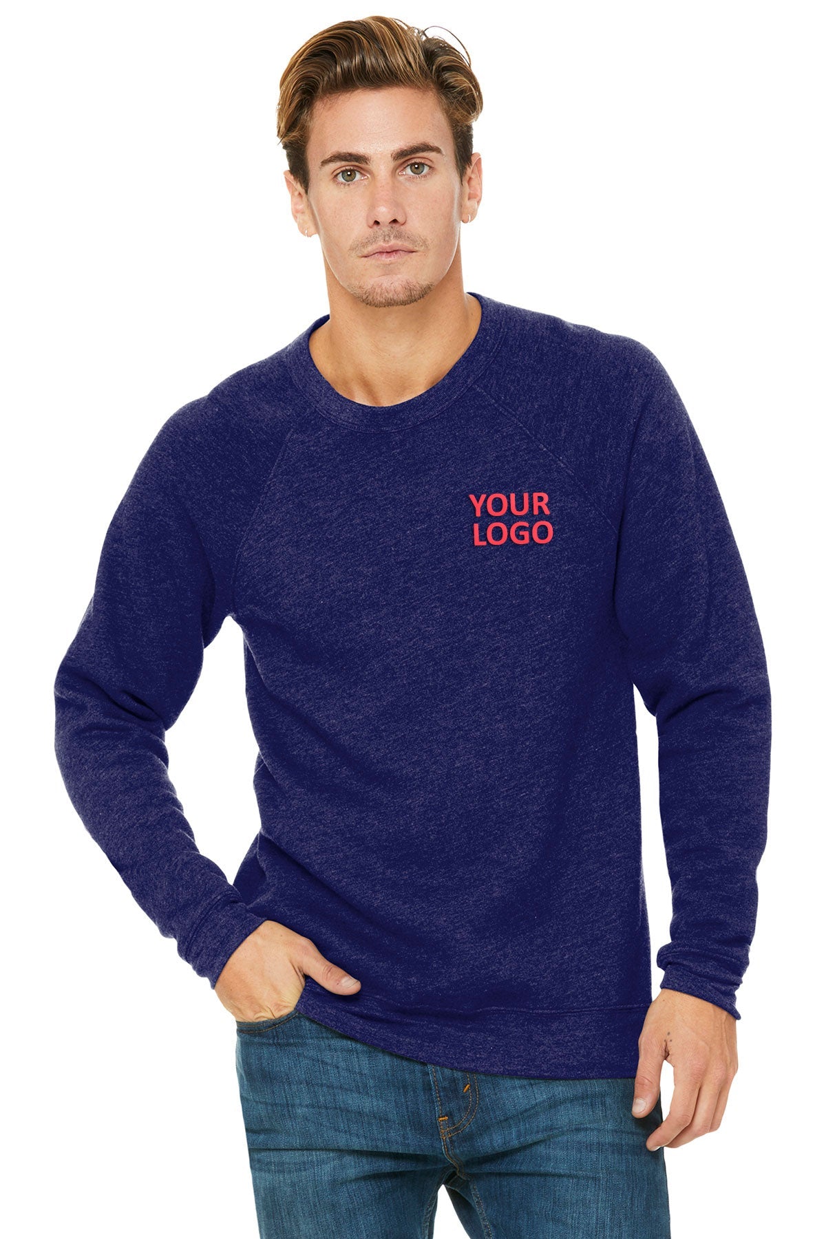 Bella + Canvas Navy Triblend 3901 custom business sweatshirts