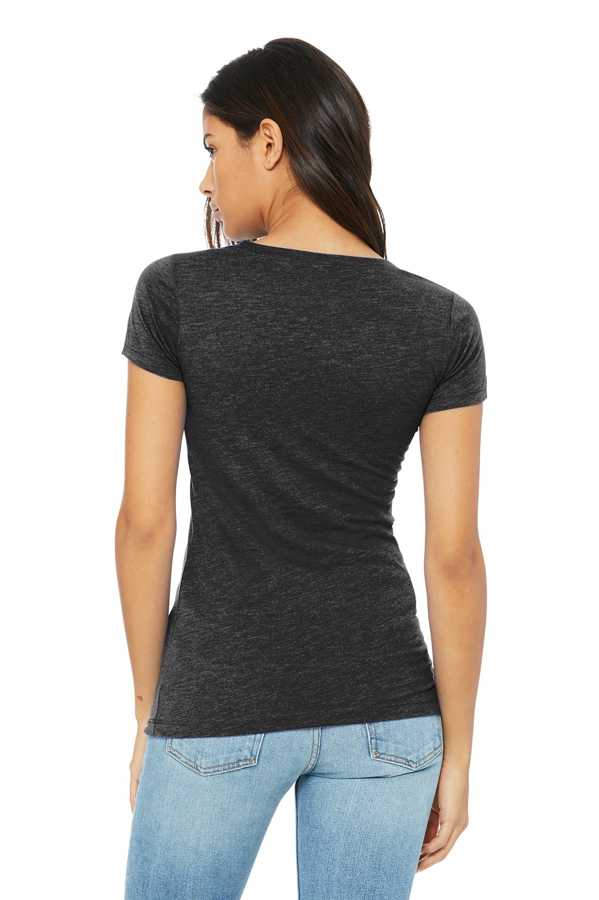 bella + canvas ladies triblend short sleeve t-shirt b8413 char-black trib