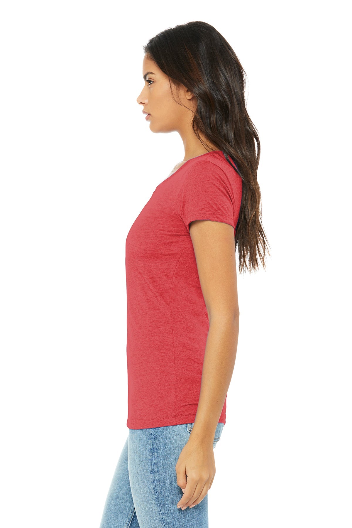 bella + canvas ladies triblend short sleeve t-shirt b8413 red triblend