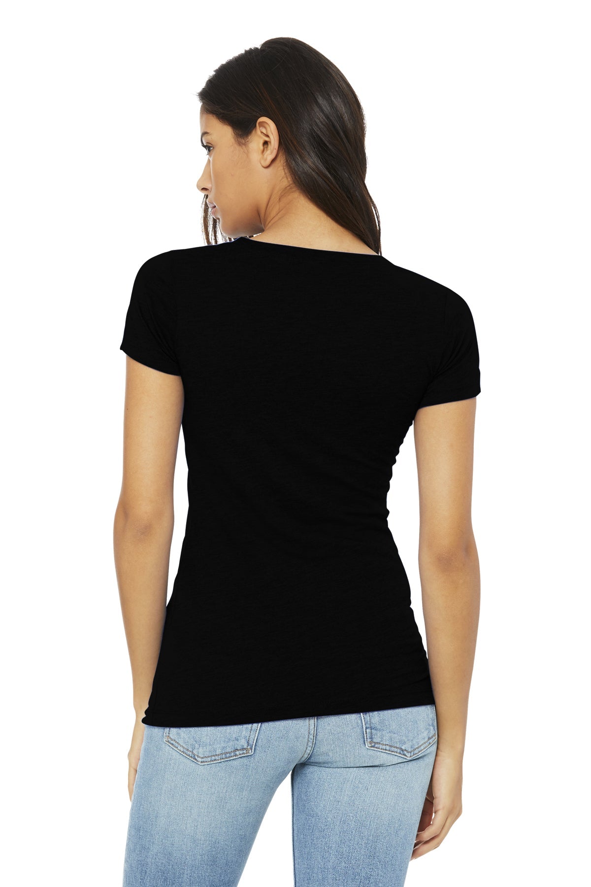 bella + canvas ladies triblend short sleeve t-shirt b8413 solid blk trblnd