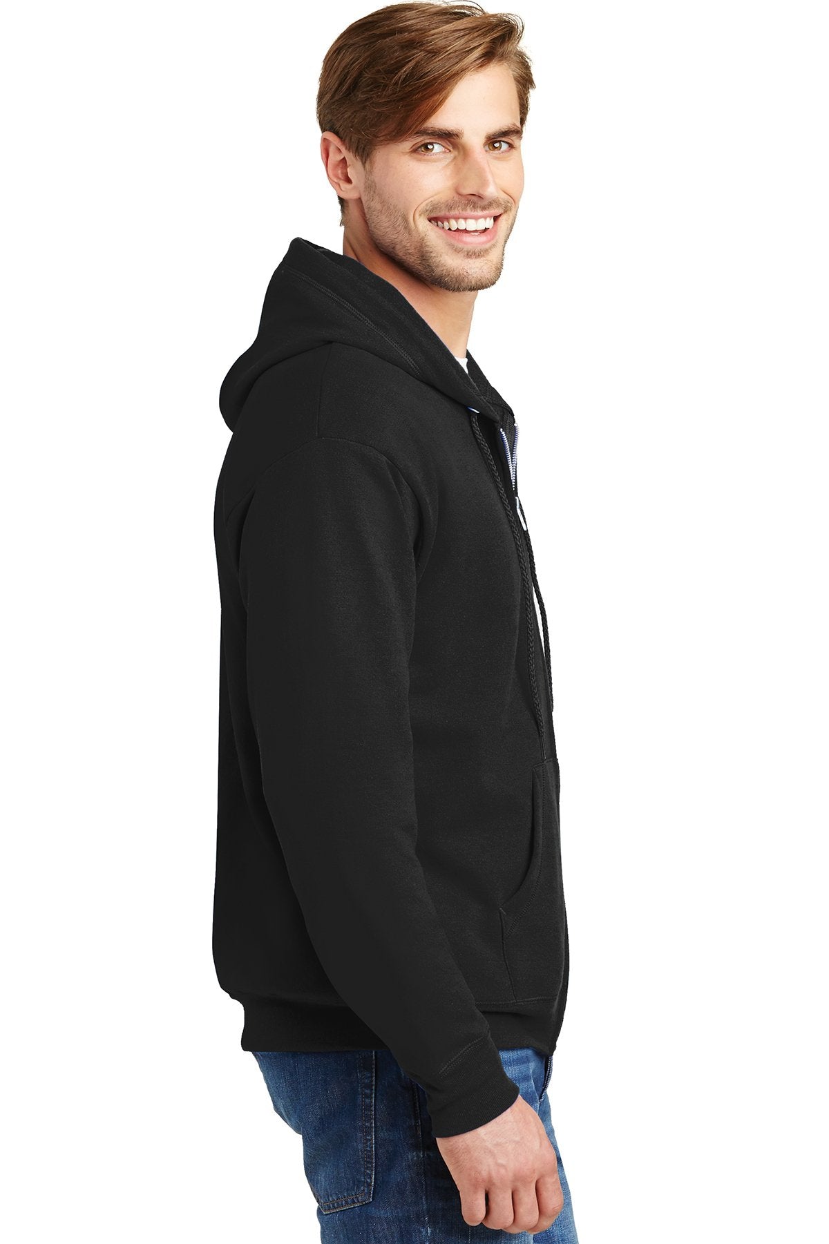 Hanes Ecosmart Full Zip Hooded Sweatshirt P180 Black