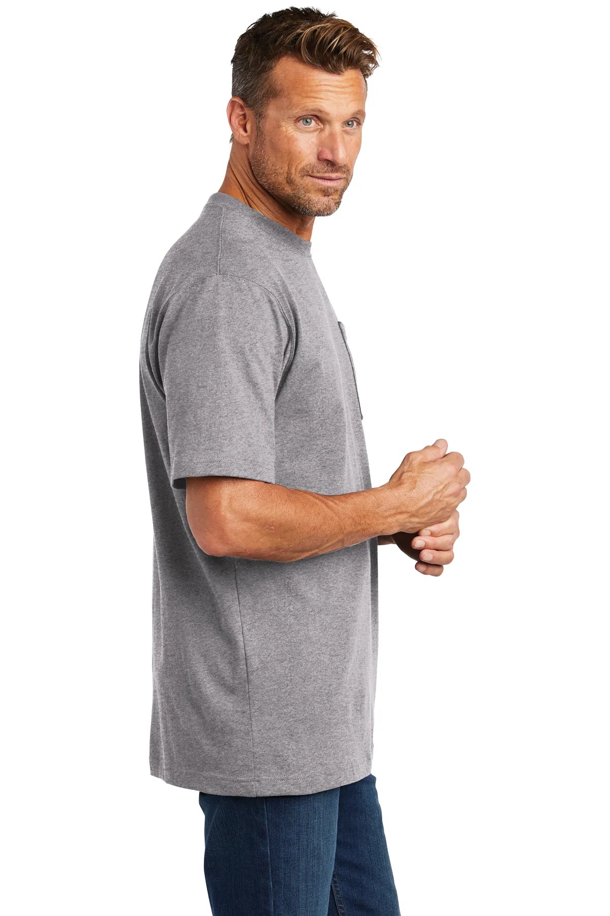 carhartt workwear pocket short sleeve t-shirt ctk87 heather grey