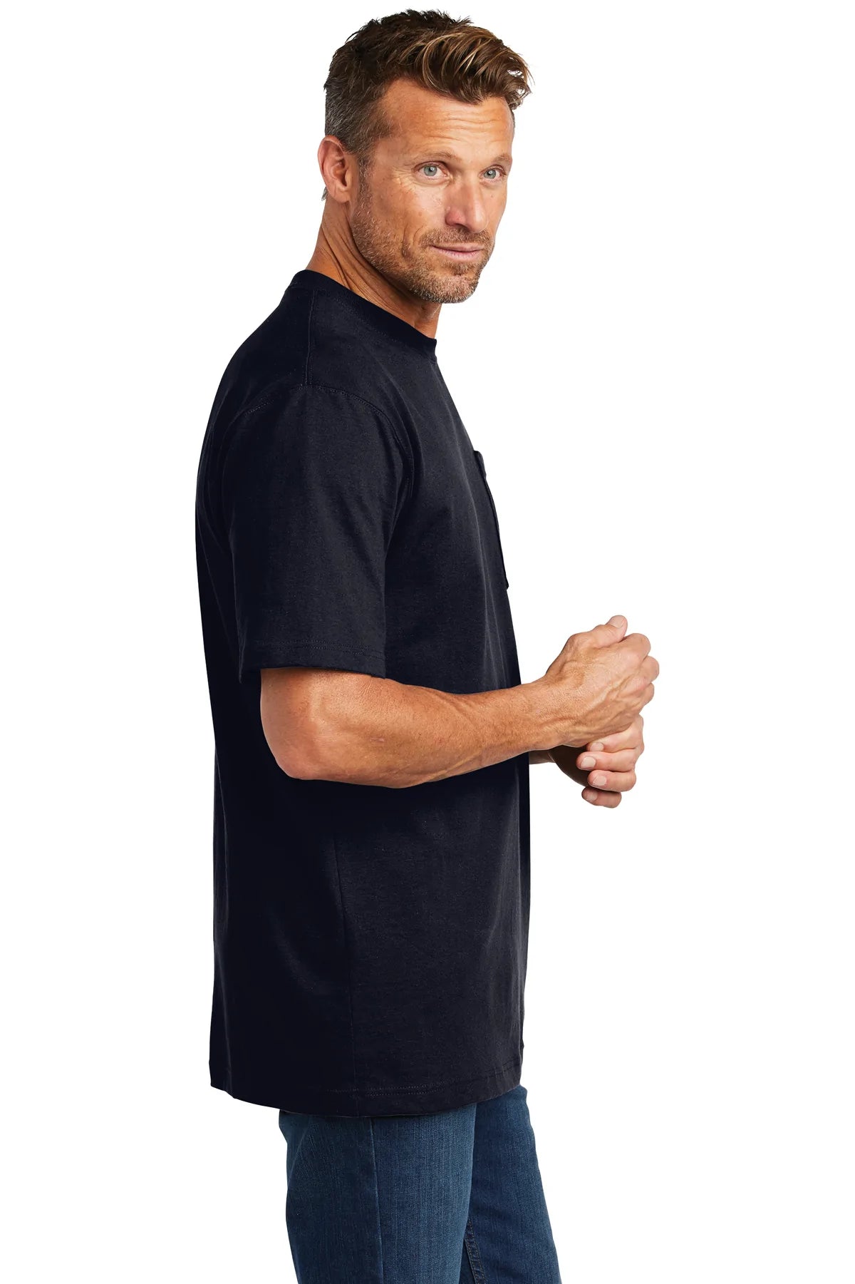 carhartt workwear pocket short sleeve t-shirt ctk87 navy