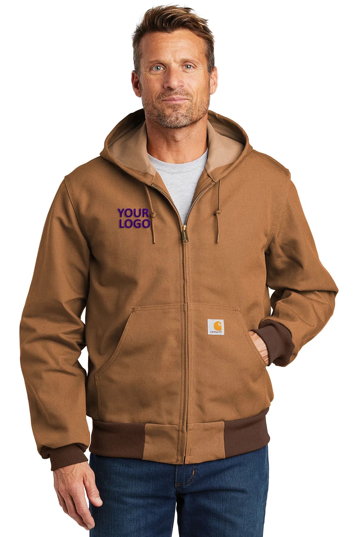 Company Logo Carhartt Tall Thermal-Lined Duck Active Jacket CTTJ131 Carhartt Brown