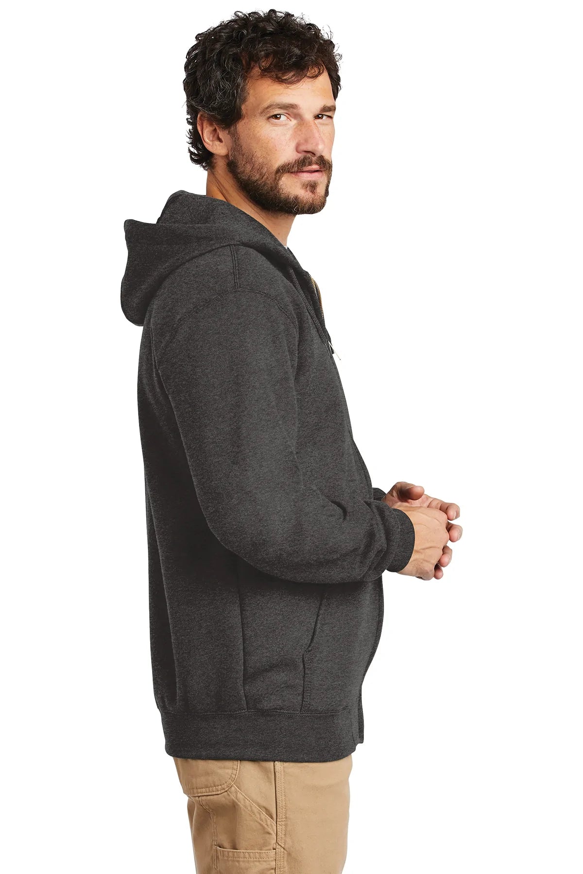 Custom Carhartt Midweight Hooded Zip Front Sweatshirt Carbon