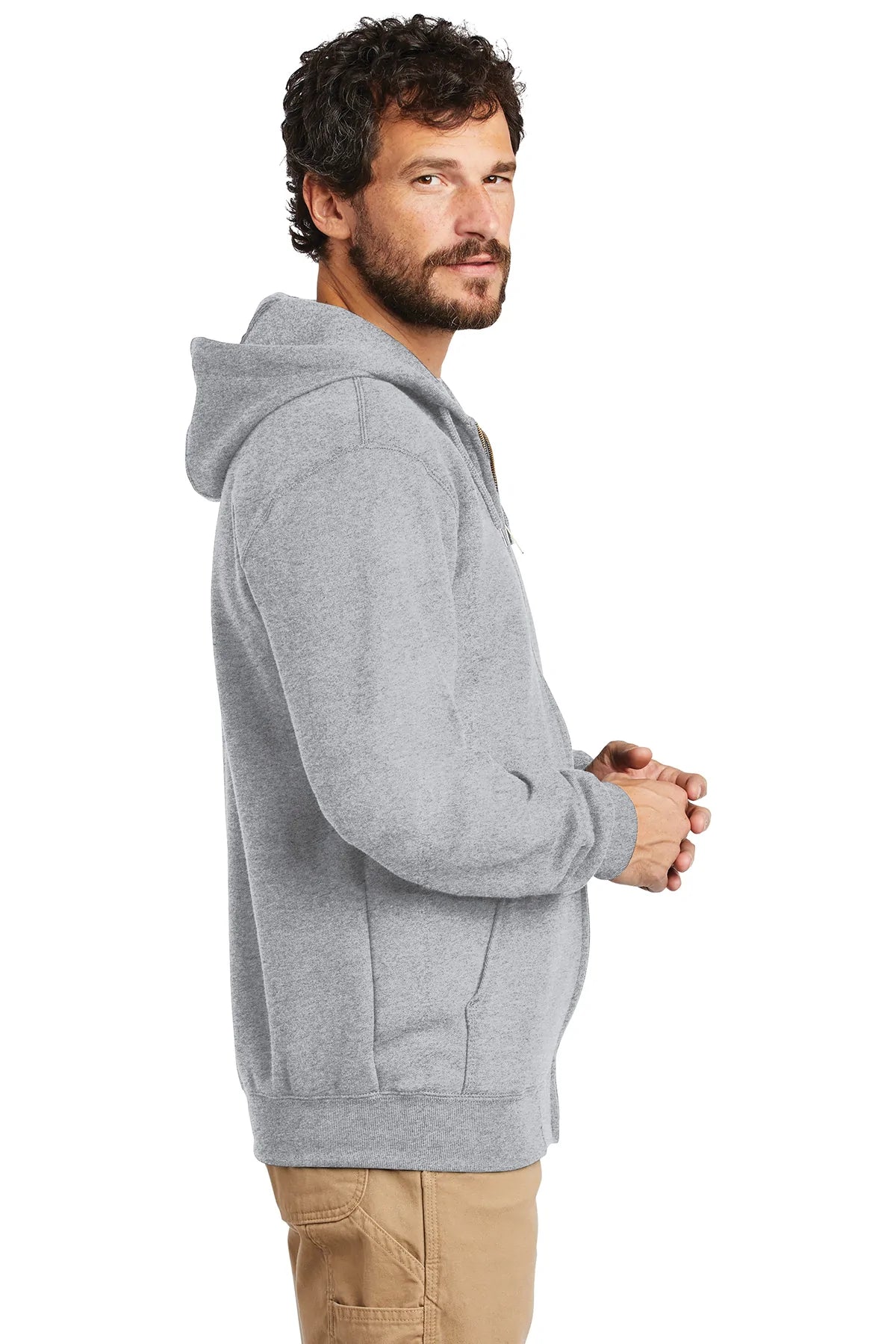 Custom Carhartt Midweight Hooded Zip Front Sweatshirt Grey