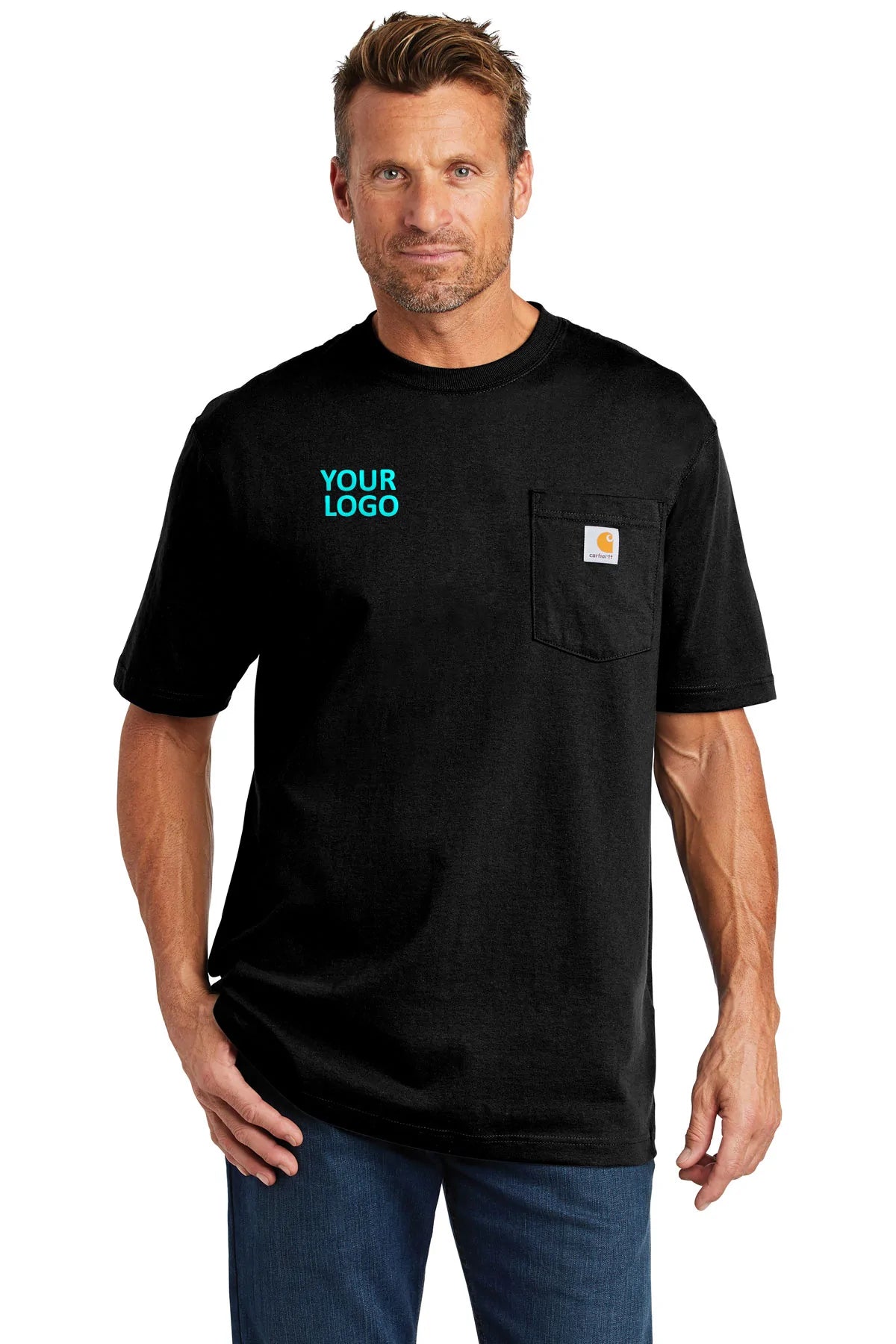 Custom Carhartt Tall Workwear Pocket Short Sleeve T-Shirt CTTK87 Black