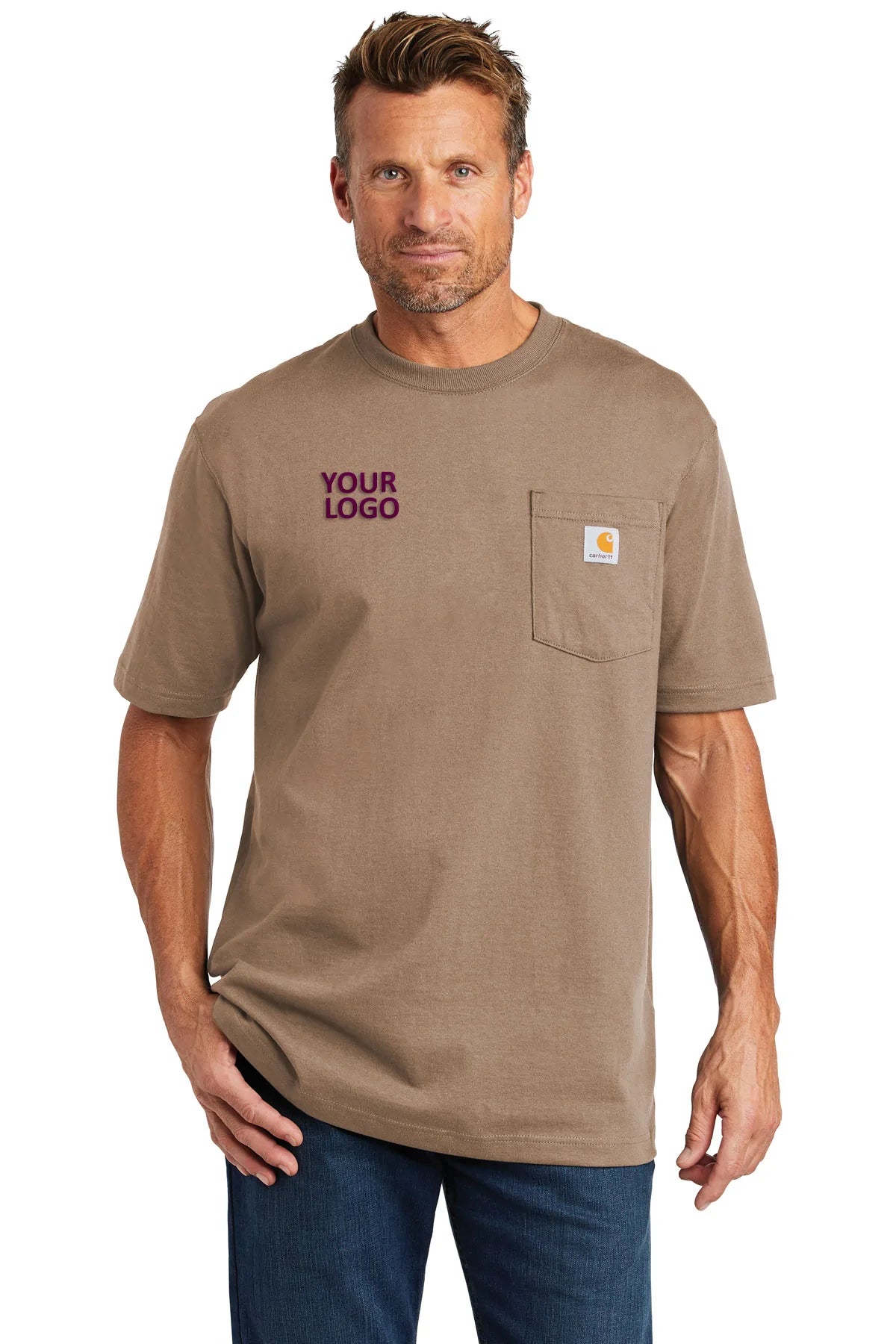 Custom Carhartt Tall Workwear Pocket Short Sleeve T-Shirt CTTK87 Desert