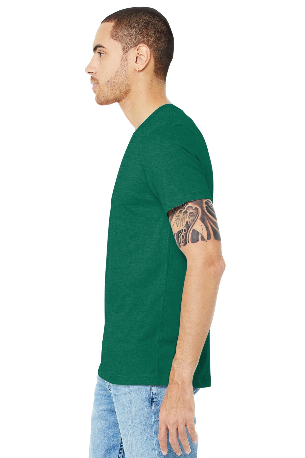 bella + canvas unisex jersey short sleeve t-shirt 3001c hthr grass green