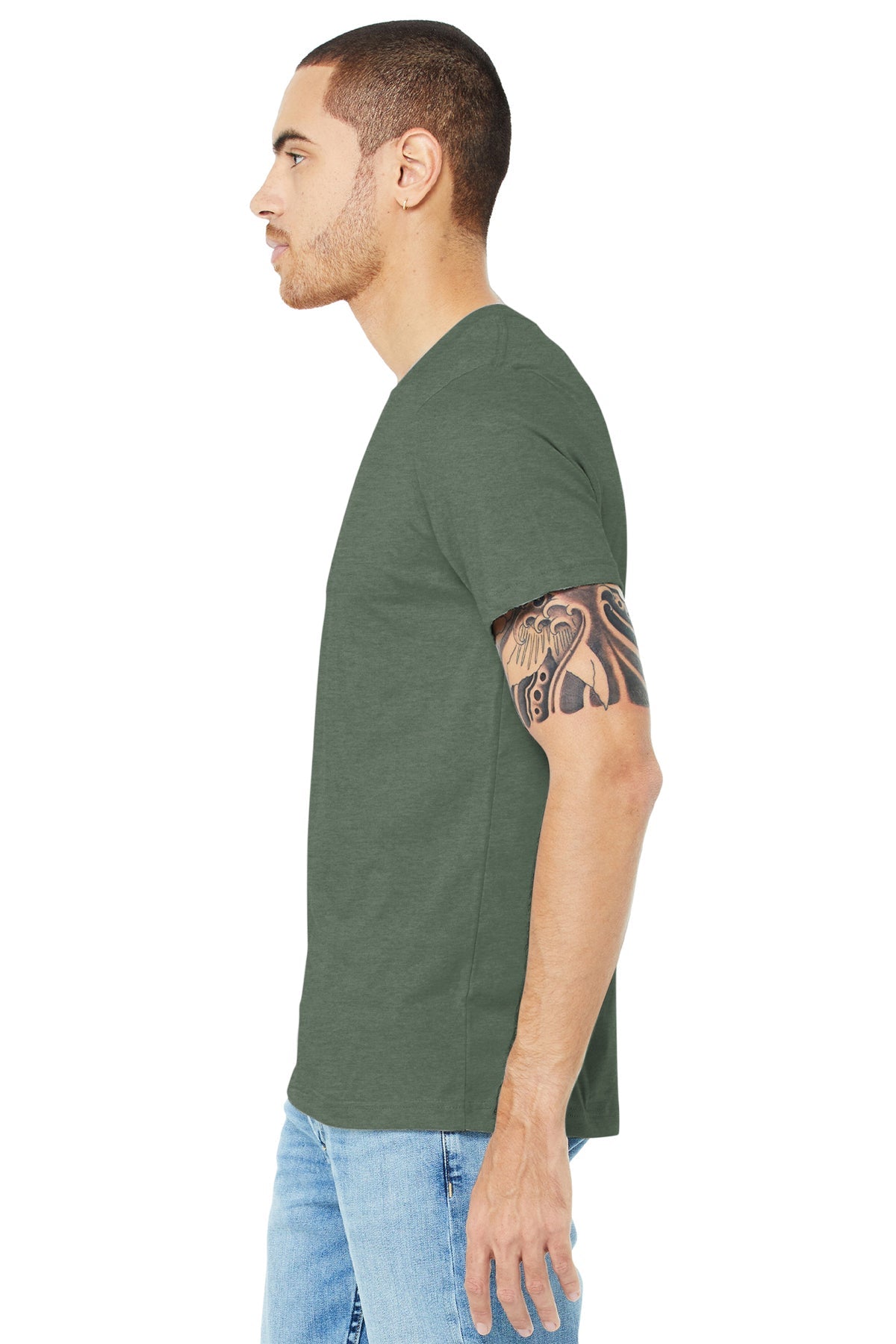 bella + canvas unisex jersey short sleeve t-shirt 3001c hthr miltary grn