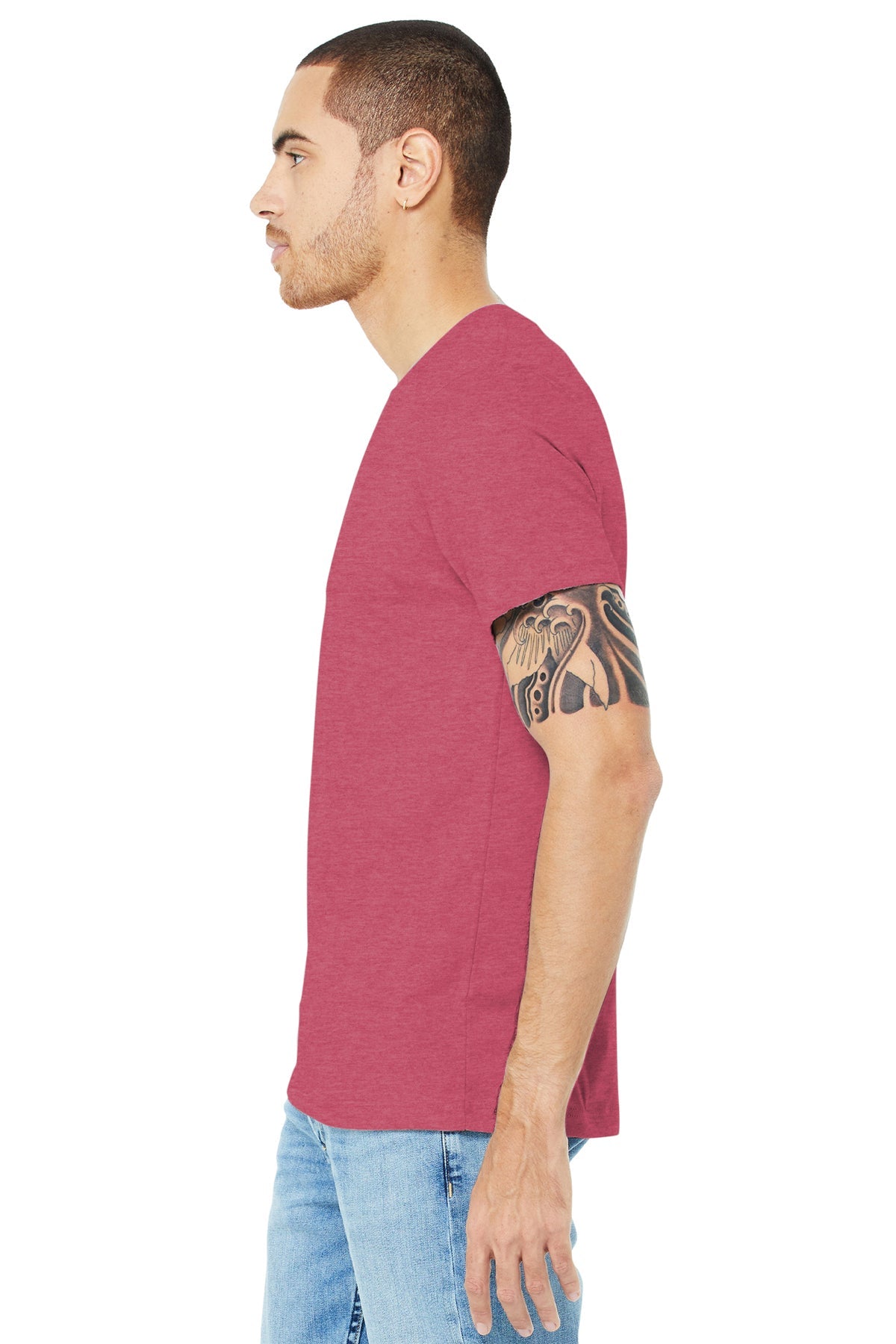 bella + canvas unisex jersey short sleeve t-shirt 3001c hthr raspberry