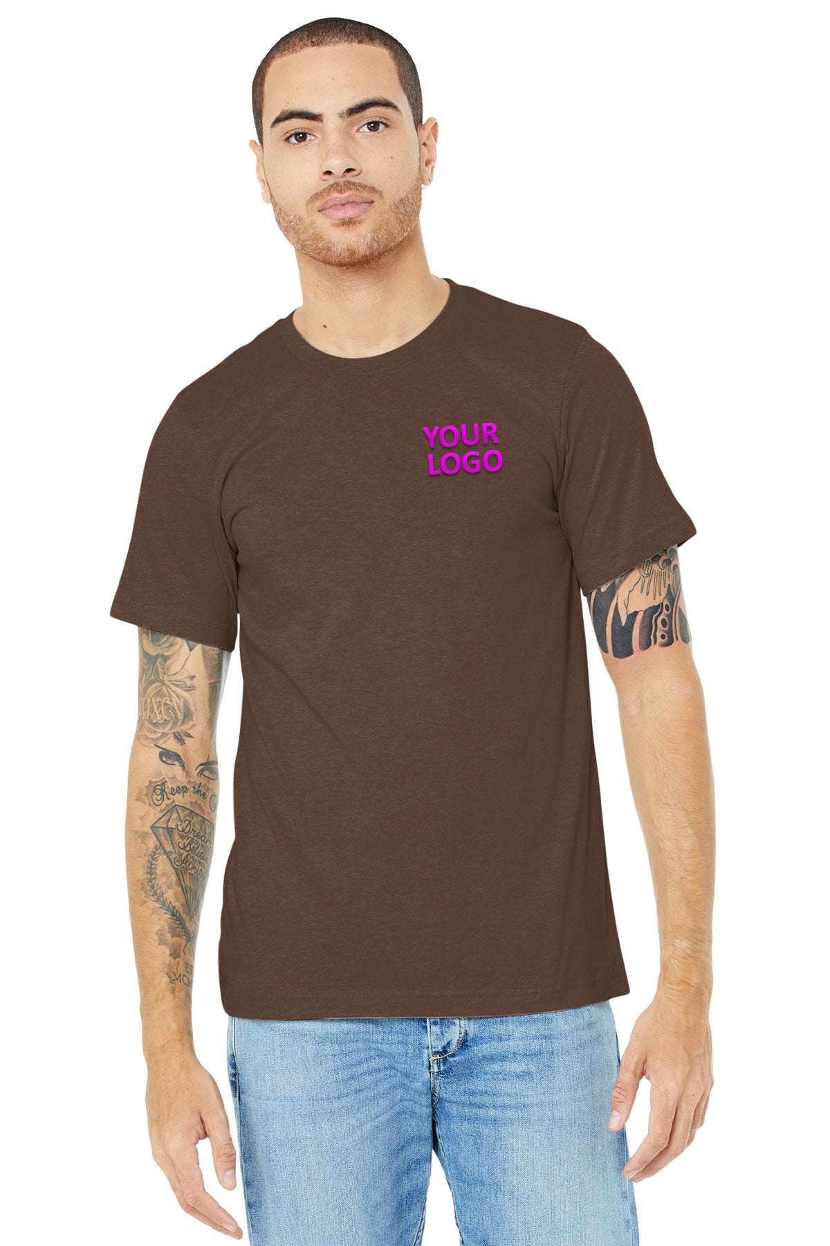 bella + canvas unisex jersey short sleeve t-shirt 3001cvc heather brown