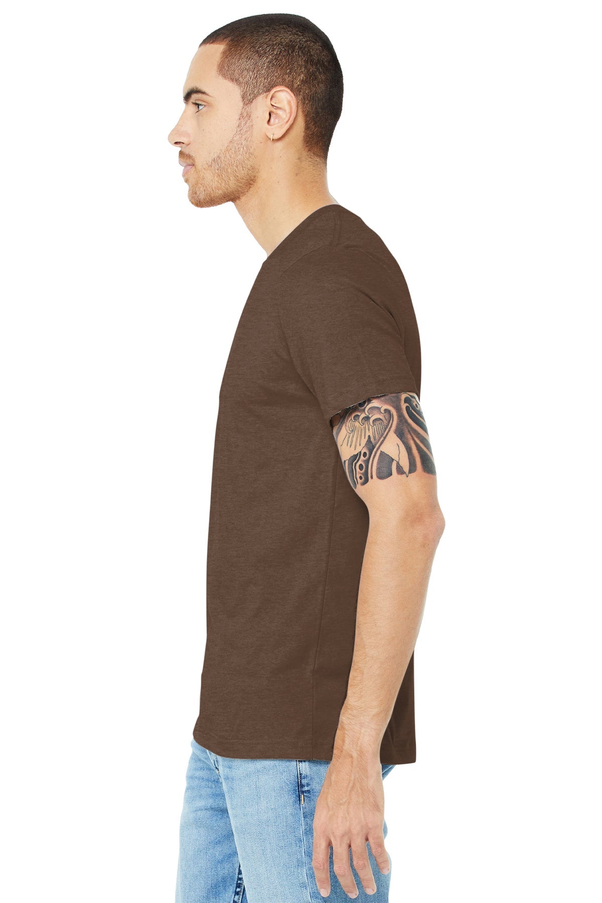 bella + canvas unisex jersey short sleeve t-shirt 3001c heather brown