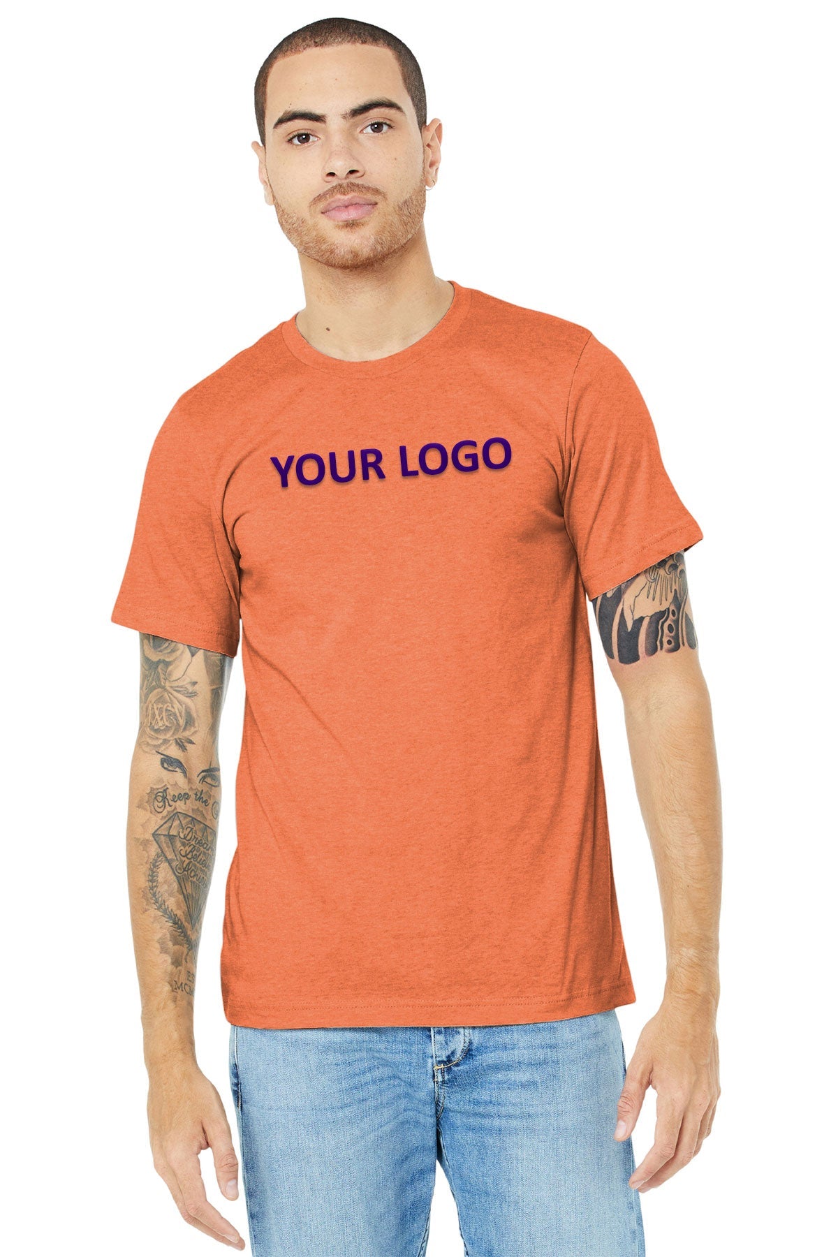 bella + canvas unisex jersey short sleeve t-shirt 3001cvc heather orange