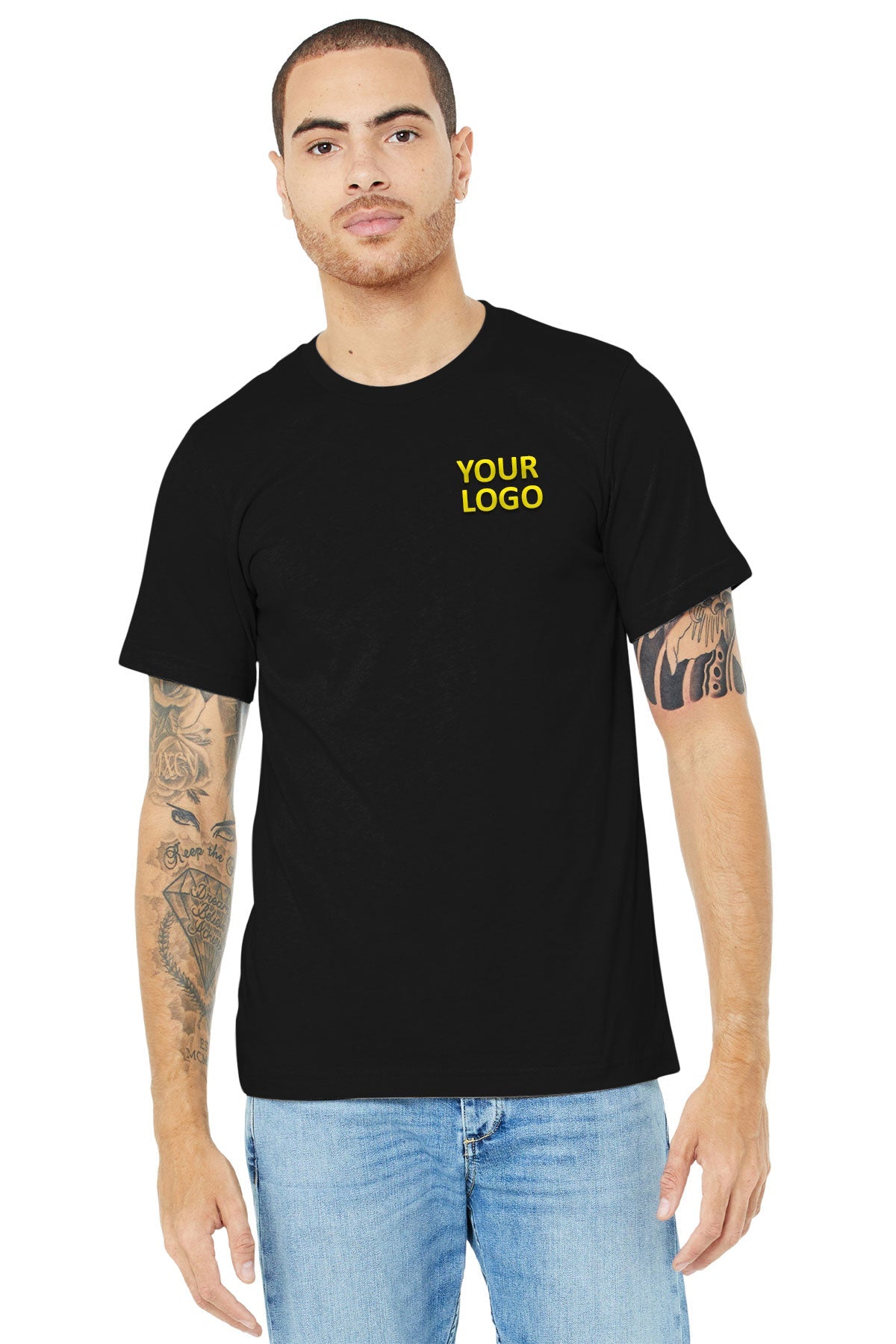 bella + canvas unisex jersey short sleeve t-shirt 3001c solid blk blend