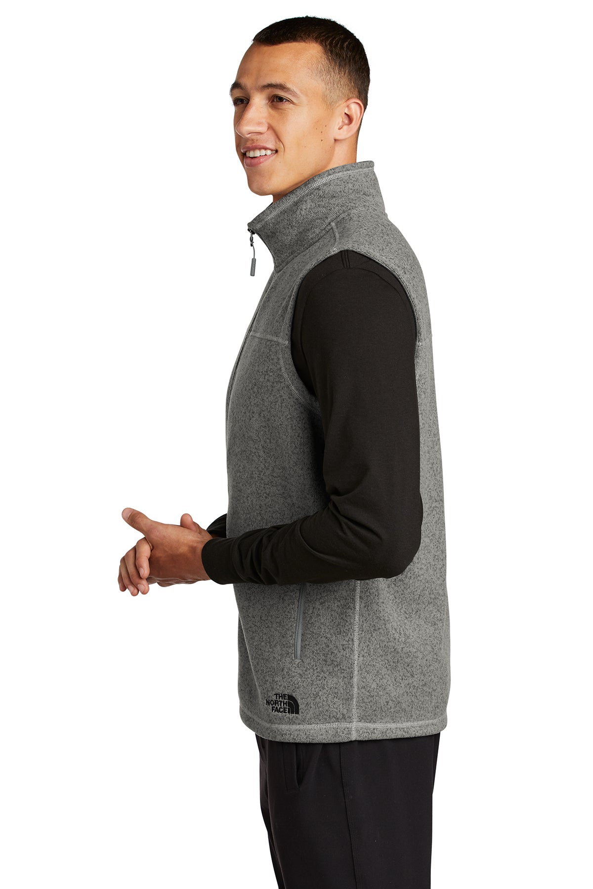Custom North Face Sweater Fleece Vest Medium Grey Heather