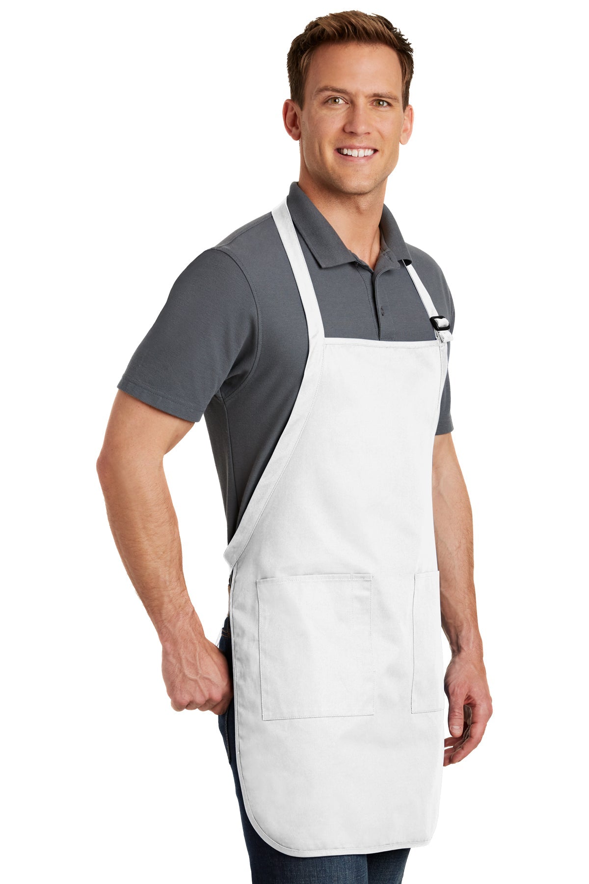 Port Authority Full-Length Custom Aprons with Pockets, White